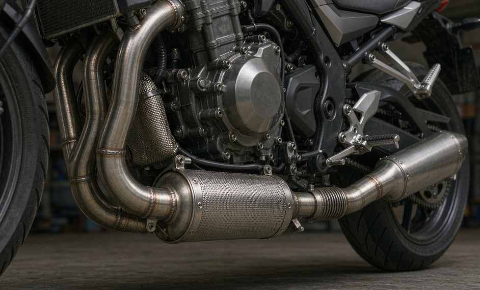 Motorcycle exhaust with a catalytic converter